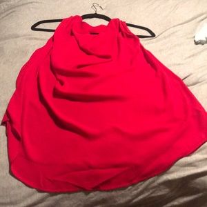 Red draped halter top